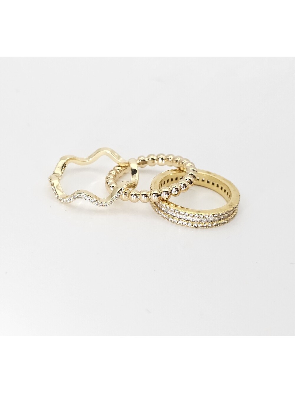 Size 7 Stacking Ring Bundle Lot Of 3 - 14k Gold-plated CZ Bundle NWOT